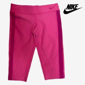 NWT NIKE GIRLS' PINK LEGEND TIGHT FIT DRI-FIT TRAINING Running CAPRI Pants